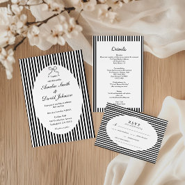 Elegant båge minimalistisk randig svart vit OSA kort