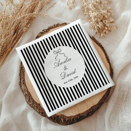 Elegant båge minimalistisk randig svart vit pappersservett
