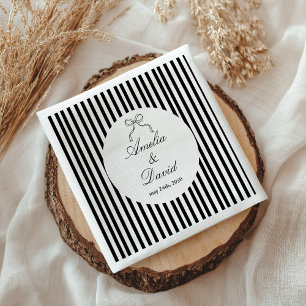 Elegant båge minimalistisk randig svart vit pappersservett