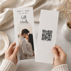 Elegant Båge QR Spara Datum Bröllopskort.