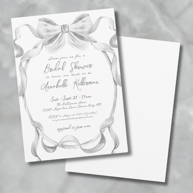 Elegant Båge Whimsical Vintage Bröllopsdusch Inbjudningar (Elegant Bow Whimsical Vintage Bridal Shower Invitation)