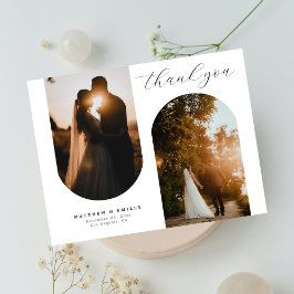 Elegant Bågformad Fotokollage Minimalistiskt Bröll Vykort