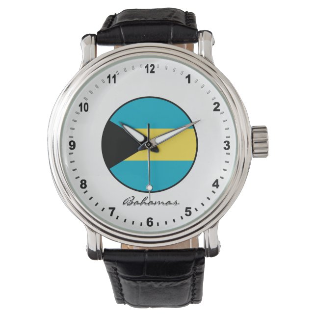 Elegant Bahamas Watch & Bahamas Flagga Armbandsur (Framsida)