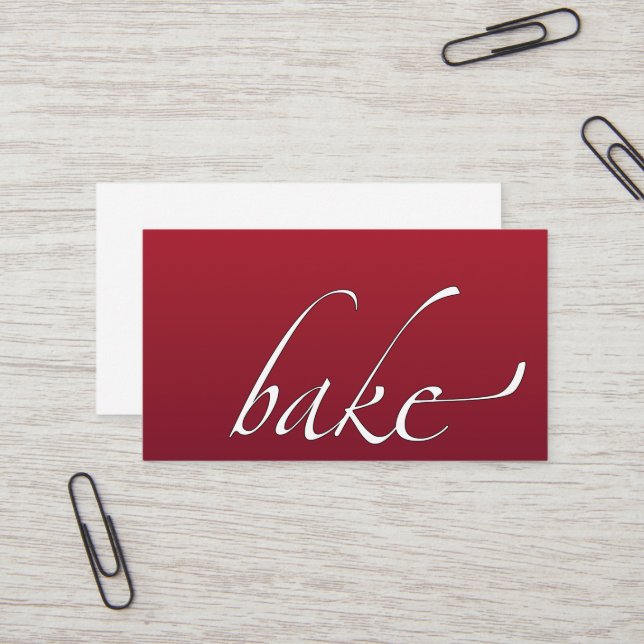 Elegant Bake: Baker, Bakery Red Ombre Visitkort (Fram/Back In Situ)
