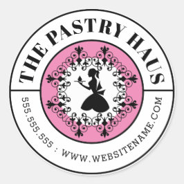 Elegant Baker Silhouette-böjd text Runt Klistermärke