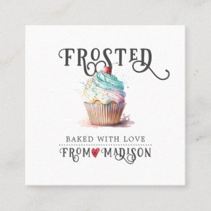 Elegant Bakers Logotyp Calligraphy Script Square B Fyrkantigt Visitkort