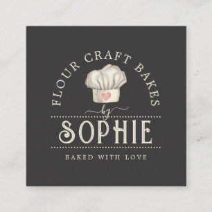 Elegant Bakers Logotyp Cream Black Affärskort Fyrkantigt Visitkort