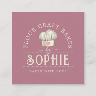 Elegant Bakers Logotyp Cream Dusty Rosa Fyrkantigt Visitkort