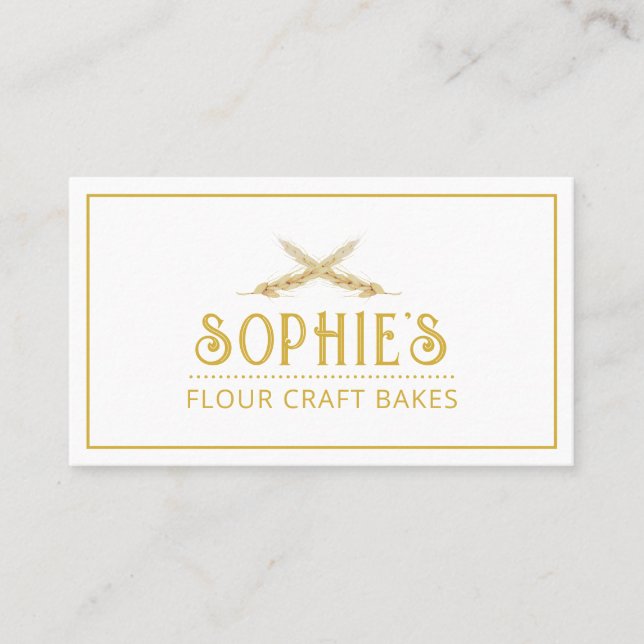 Elegant Bakers Logotyp Guld Typografi-Affärskort Visitkort (Framsida)
