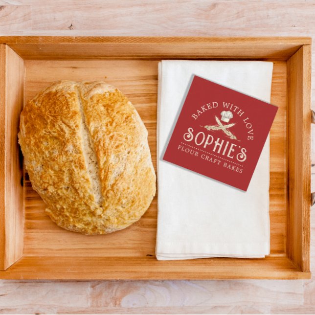 Elegant Bakers röda Affärskort Fyrkantigt Visitkort (Skapare uppladdad)