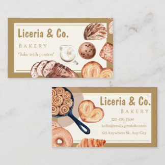 Elegant Bakery Business Card – Custom Contact Card Visitkort