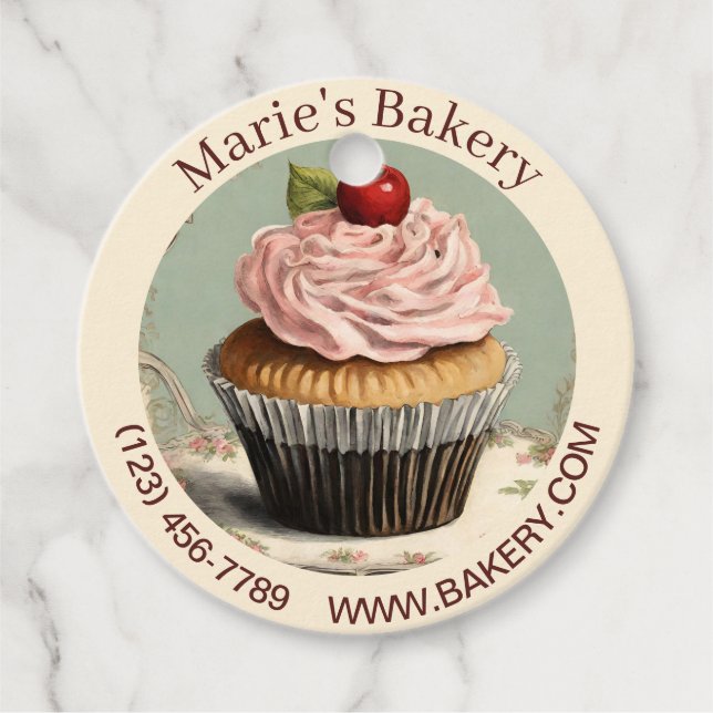 Elegant Bakery Dessert Baker Cake Caterer Cupcoa Gåvor Etiketter (Framsida)
