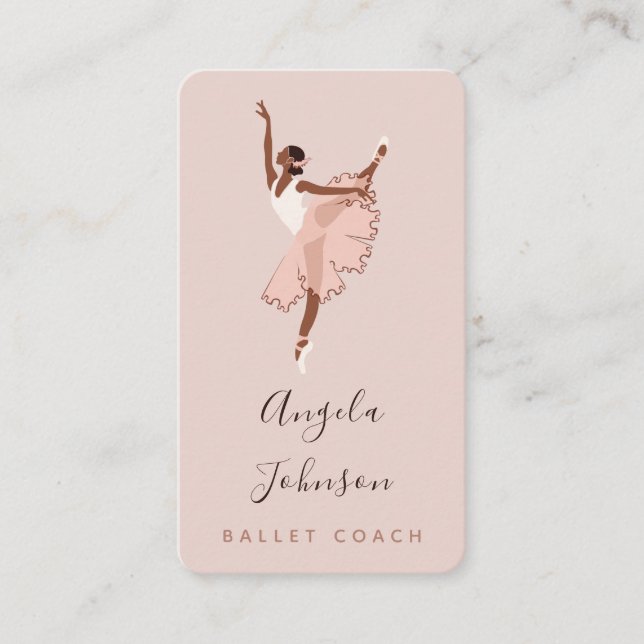 Elegant Ballerina Dancer Illustration Dance School Visitkort (Framsida)
