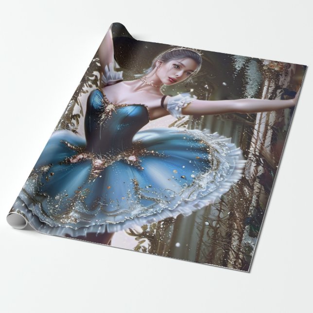Elegant Ballerina Design Birthday Gift-papper Presentpapper (Utrullad)