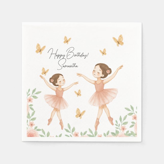 Elegant Ballerina Födelsedagsfest Pappersservett (Framsidan)