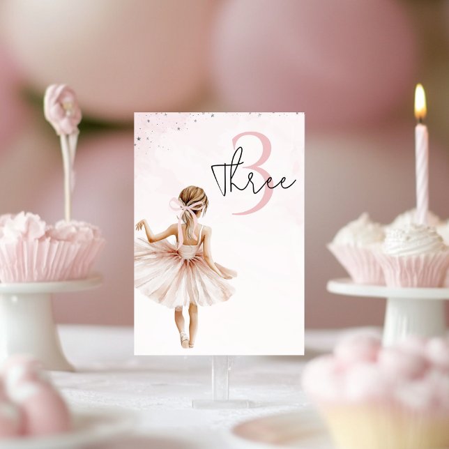 Elegant Ballerina Rosa Birthday Bordsnummer (Skapare uppladdad)