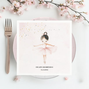 Elegant Ballerina Rosa Birthday Pappersservett