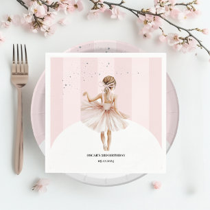 Elegant Ballerina Rosa Birthday Pappersservett