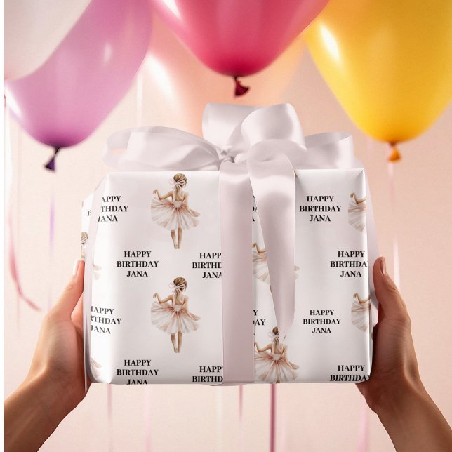 Elegant Ballerina Rosa Birthday Presentpapper (Skapare uppladdad)