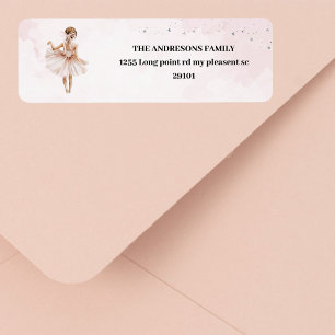 Elegant Ballerina Rosa Birthday Returadress Etikett