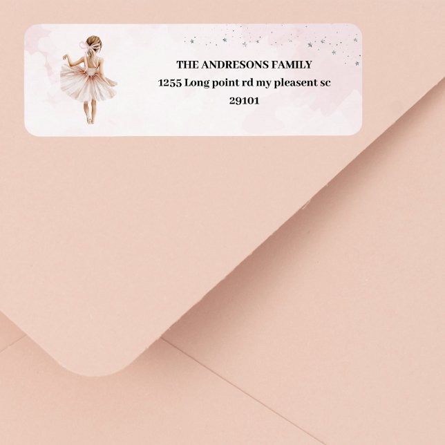 Elegant Ballerina Rosa Birthday Returadress Etikett (Skapare uppladdad)