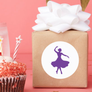 Elegant Ballerina Silhouette Purple Ballet Dancer Runt Klistermärke