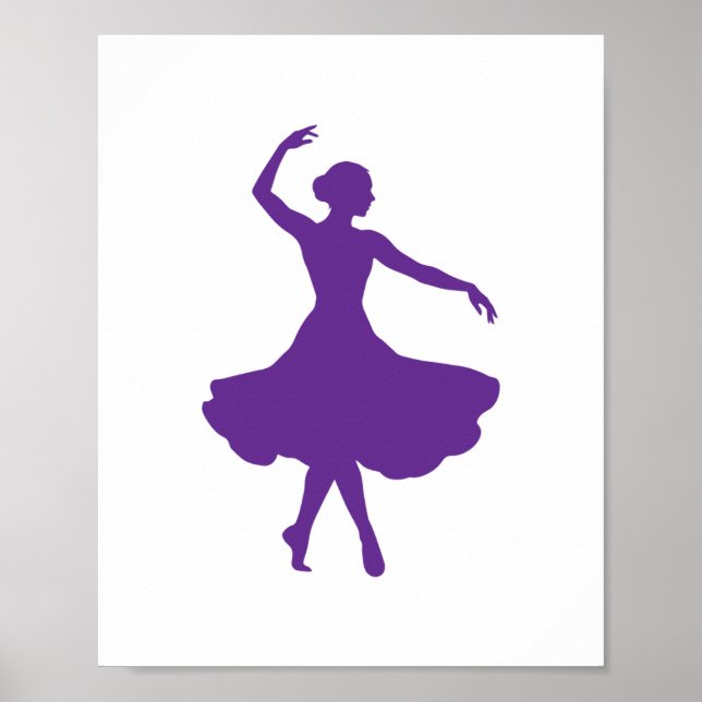 Elegant Ballerina Silhouette Vertical Ballet Wall Poster (Framsidan)