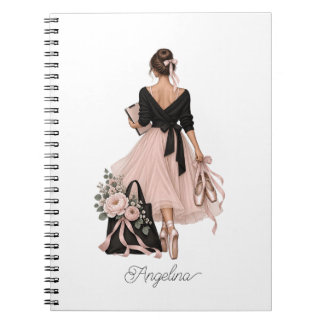 Elegant ballerinainstruktör modeflicka anteckningsbok