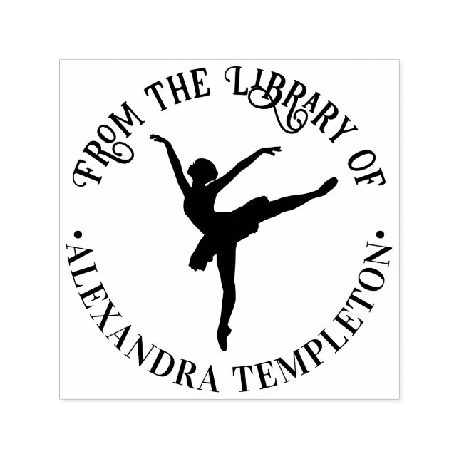 Elegant Ballet Dancer på Pointe #2 Bibliotek Bok Självfärgande Stämpel (Design)