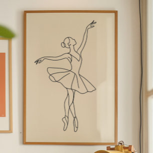 Elegant Ballet med dansarradsutskrift, minimalisti Poster
