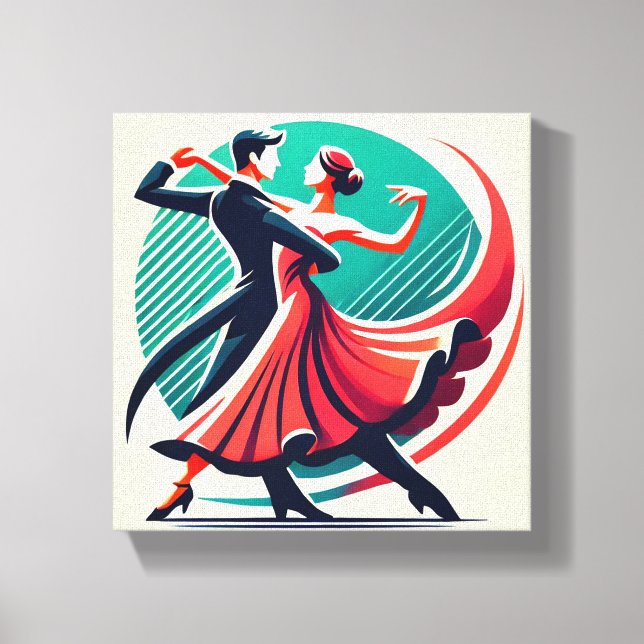Elegant Ballroom Dance - Stilized Art Poster Canvastryck (Framsida)