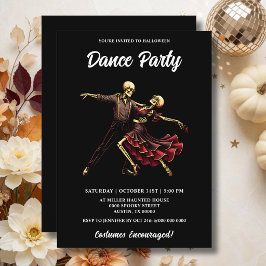 Elegant Ballsal Skelettdans Halloweenfest Inbjudningar
