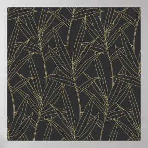Elegant bamboo foliage guld stroks design poster