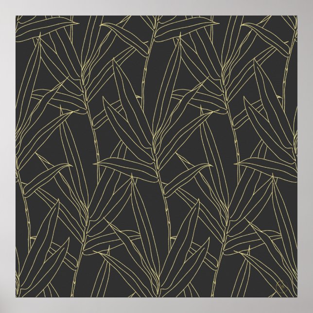 Elegant bamboo foliage guld stroks design poster (Framsidan)