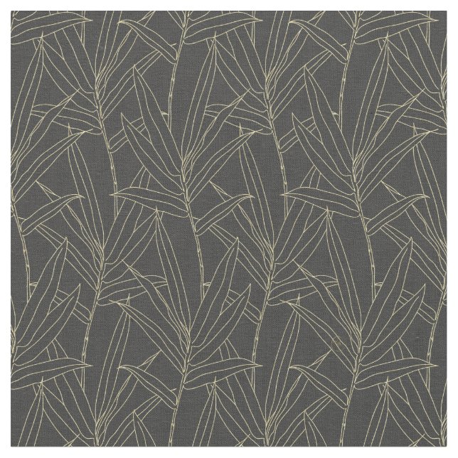 Elegant bamboo foliage guld stroks design tyg (Närbild)