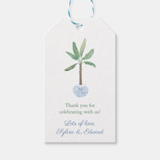 Elegant Banana Löv Träd Värdinna Tack Presentetikett (Framsidan)