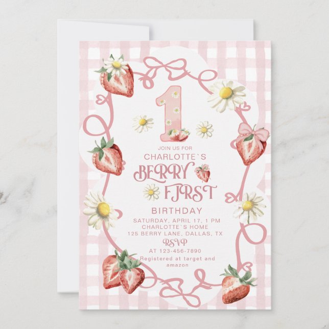 Elegant: Bandkort för jordgubbsjordgubben biFlat H Julkort (Framsida)