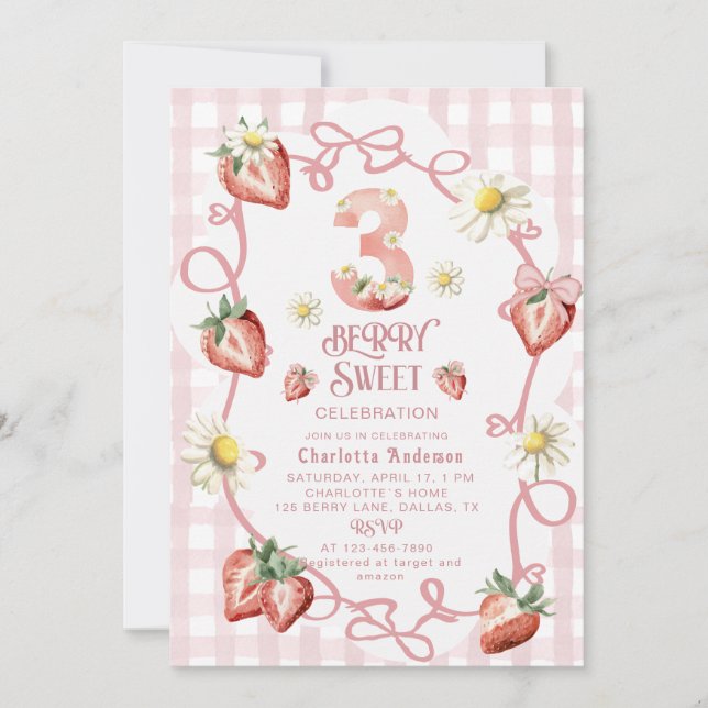 Elegant: Bandkort för jordgubbsjordgubben biFlat H Julkort (Framsida)