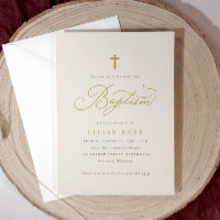 Elegant Baptism Beige Champagne Script Kor