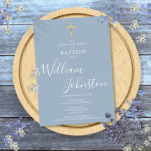 Elegant Baptism Christening Guld Kor Dusty Blue