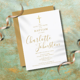 Elegant Baptism Christening Guld Namnteckning skri Meddelande Vykort