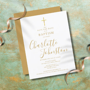 Elegant Baptism Christening Guld Namnteckning skri Meddelande Vykort