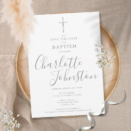 Elegant Baptism Christening Silver Namnteckning Spara Datumet