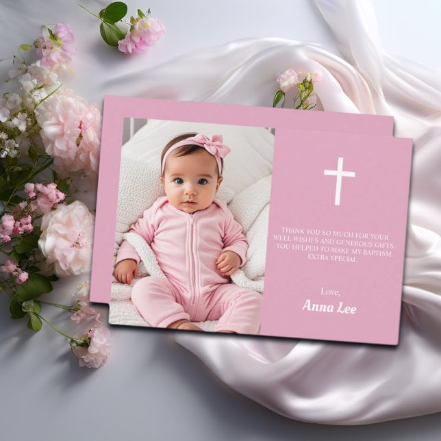 Elegant Baptism Christening White Kor Dusty Rosa Tack Kort (Skapare uppladdad)