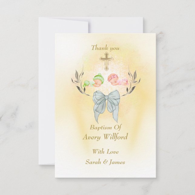  Elegant baptism Cross Flat Thank You Card Tack Kort (Framsida)