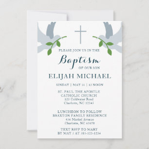 Elegant Baptism Doves och inbjudan till Kor