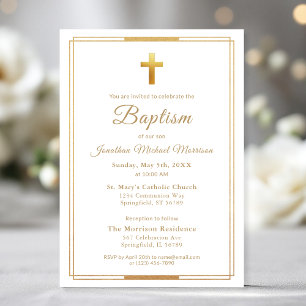 Elegant Baptism för Chic av skripttypning guld Kor Inbjudningar