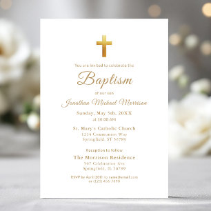 Elegant Baptism för Chic av skripttypning guld Kor Inbjudningar
