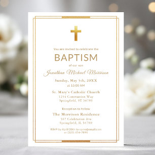 Elegant Baptism för Chic av skripttypning guld Kor Inbjudningar