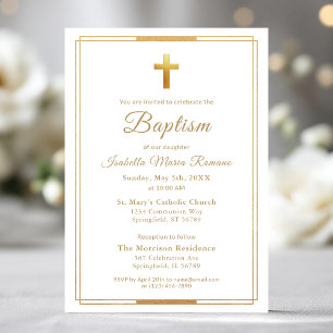 Elegant Baptism för Chic av skripttypning guld Kor Inbjudningar